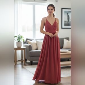 Rokoko Dusty Rose Chiffon Criss Cross Back Detail Formal Maxi Dress NWOT Large